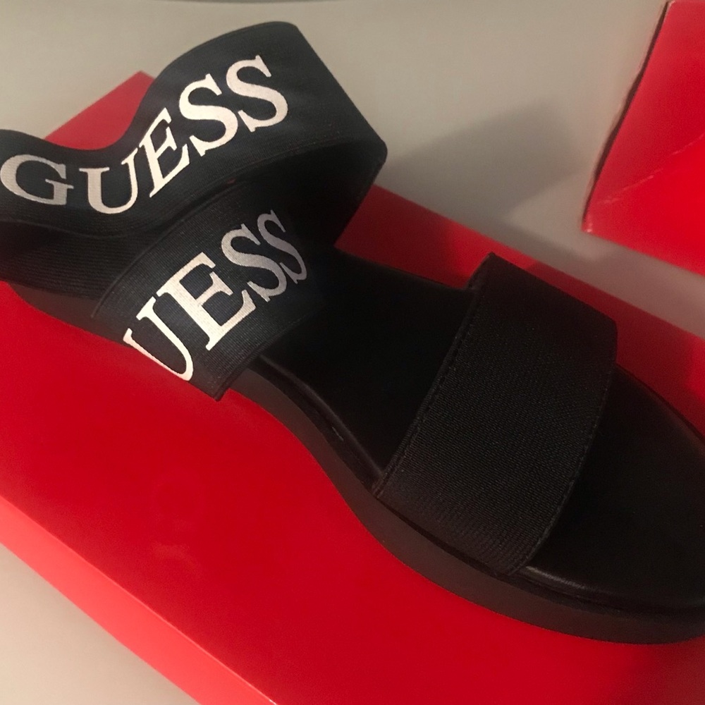 Guess Black & White Logo Women's Sandals